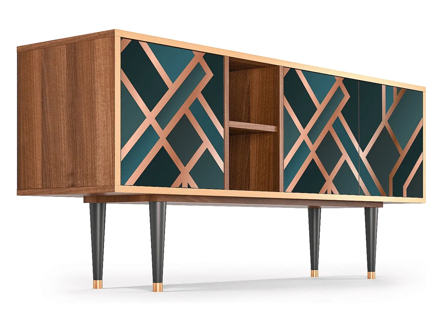 Móvel De Tv| Mueble de TV - 150х69х41 cm - T5 - Bronze Crossroad, Nogueira Castanho