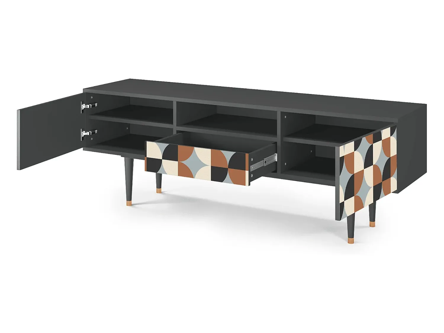 New Mueble de TV - 170х59х41 cm - T6 - Brown Sensation, Antracite Cinza antracite