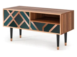 Móvel De Tv* Mueble de TV - 115х59х48 cm - T3 - Bronze Crossroad, Nogueira Castanho