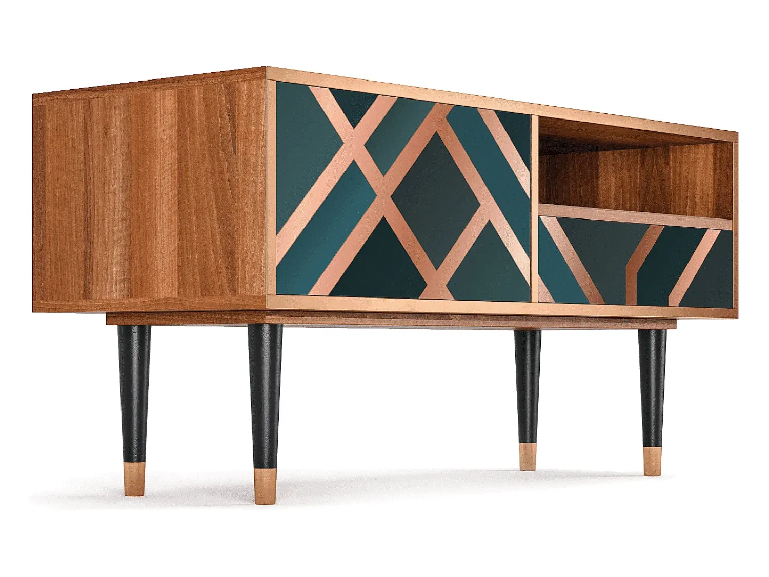Móvel De Tv* Mueble de TV - 115х59х48 cm - T3 - Bronze Crossroad, Nogueira Castanho