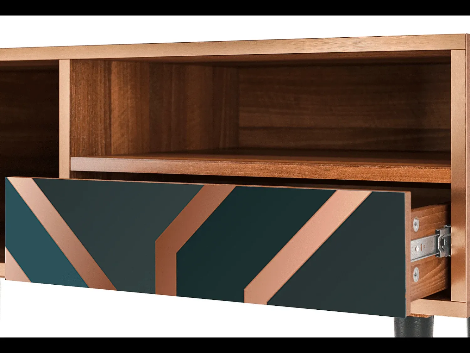 Móvel De Tv* Mueble de TV - 115х59х48 cm - T3 - Bronze Crossroad, Nogueira Castanho