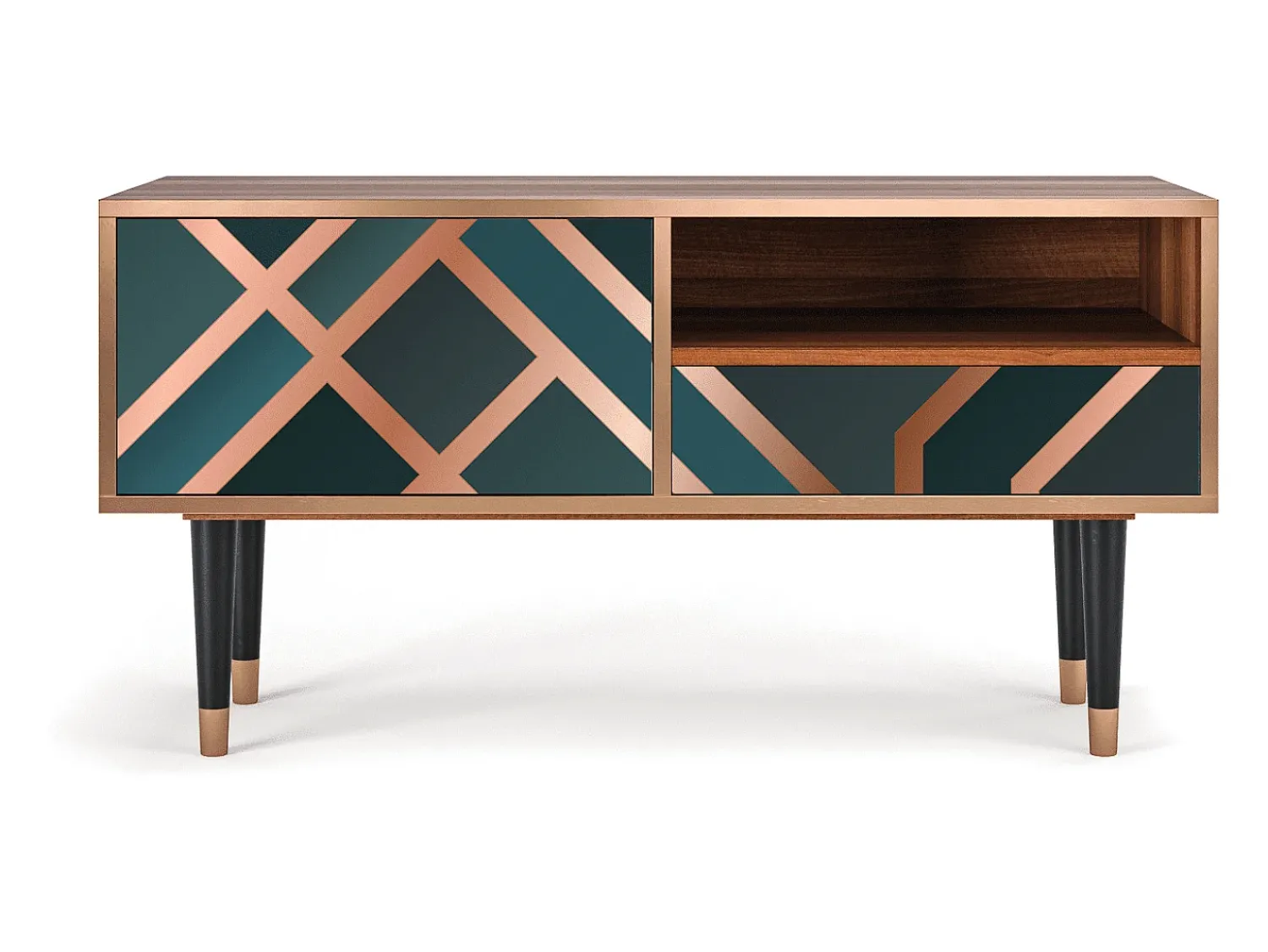 Móvel De Tv* Mueble de TV - 115х59х48 cm - T3 - Bronze Crossroad, Nogueira Castanho