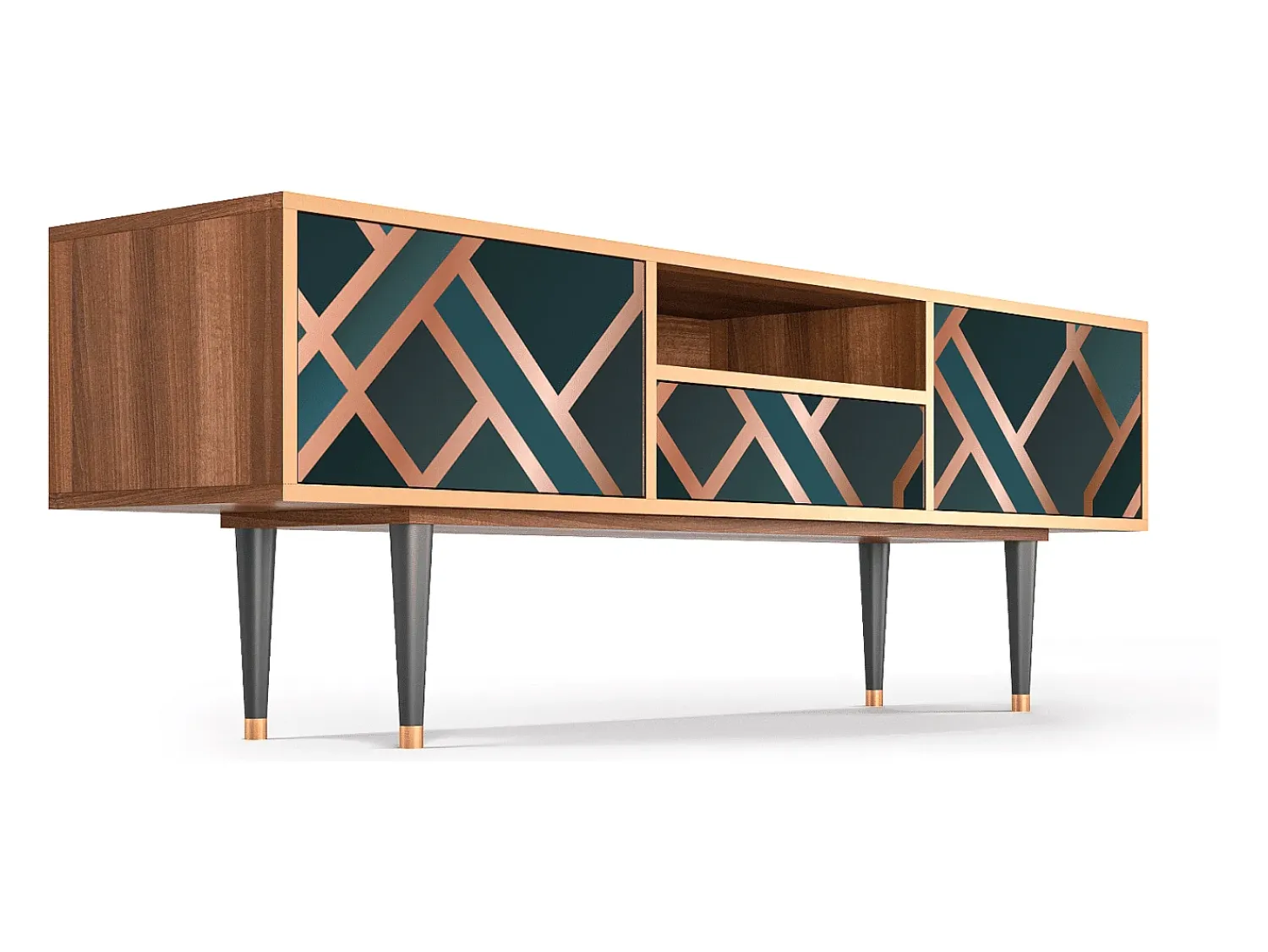 Mueble de TV - 170х59х41 cm - T6 - Bronze Crossroad, Nogueira Castanho