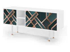 New Mueble de TV - 150х69х41 cm - T5 - Bronze Crossroad, Branco Bege
