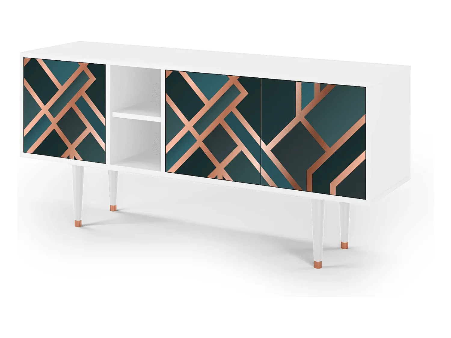 New Mueble de TV - 150х69х41 cm - T5 - Bronze Crossroad, Branco Bege