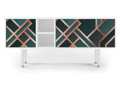 New Mueble de TV - 150х69х41 cm - T5 - Bronze Crossroad, Branco Bege