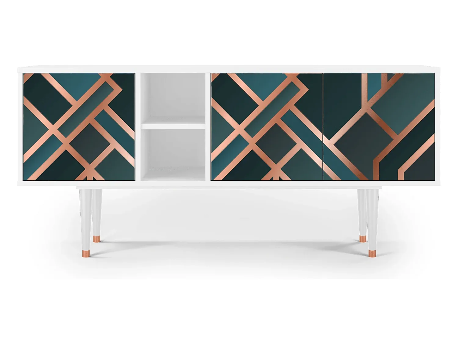 New Mueble de TV - 150х69х41 cm - T5 - Bronze Crossroad, Branco Bege