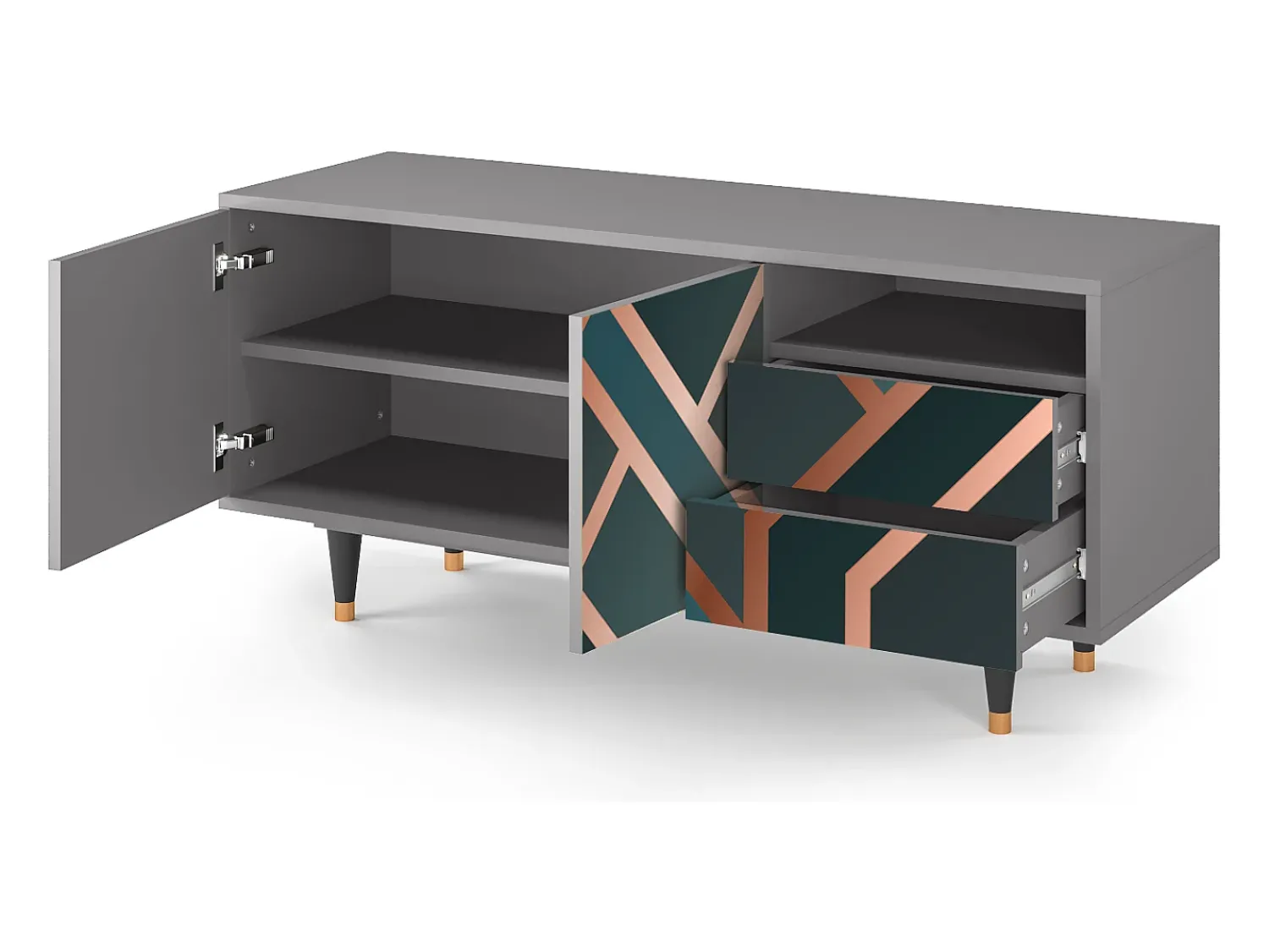 Móvel De Tv| Mueble de TV - 125х56х41 cm - T7 - Bronze Crossroad, Cinza Cinzento