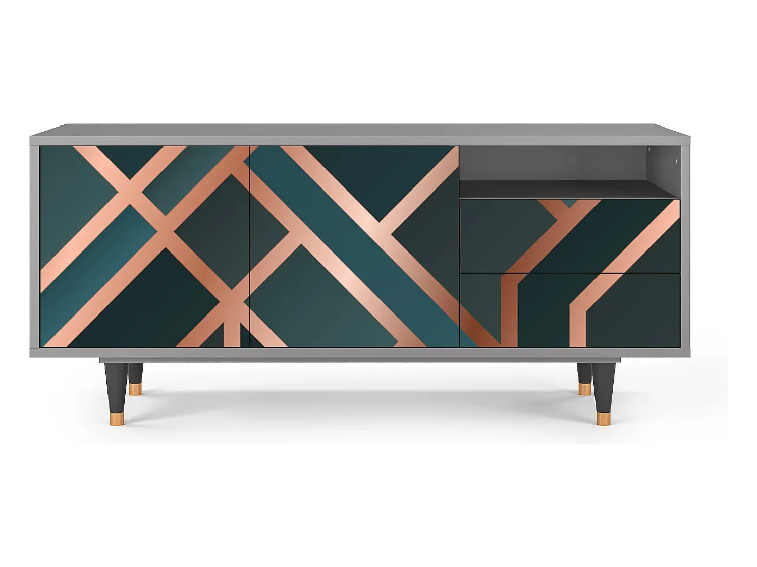 Móvel De Tv| Mueble de TV - 125х56х41 cm - T7 - Bronze Crossroad, Cinza Cinzento