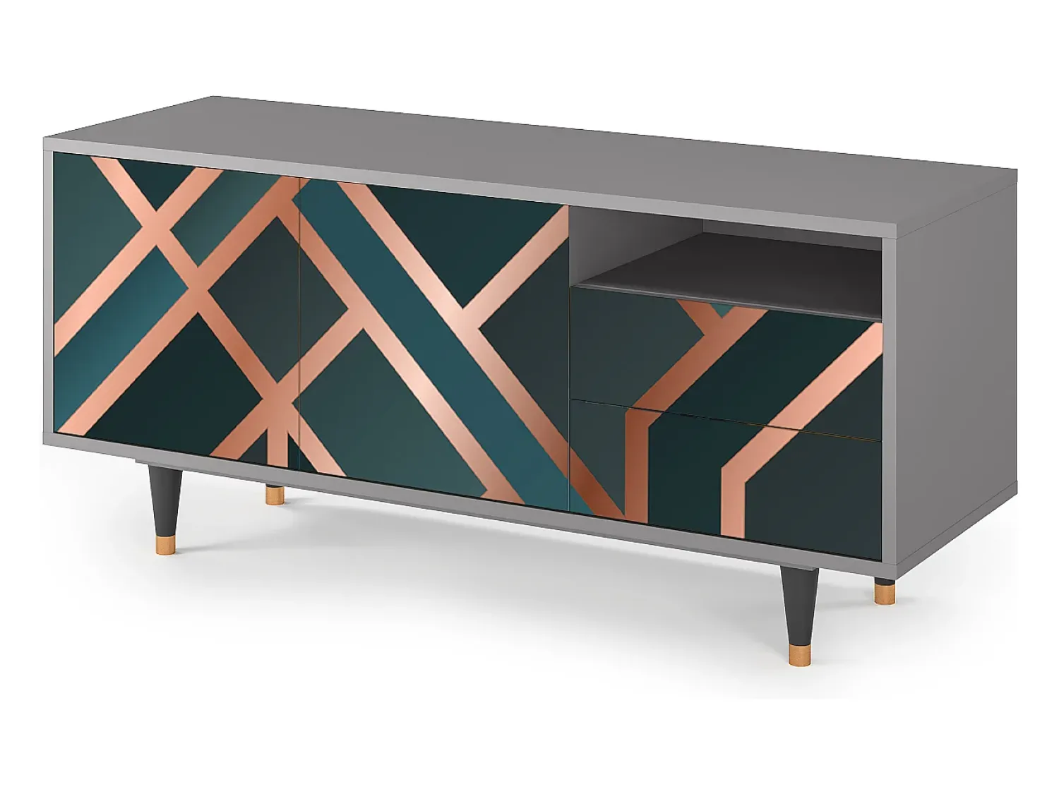 Móvel De Tv| Mueble de TV - 125х56х41 cm - T7 - Bronze Crossroad, Cinza Cinzento