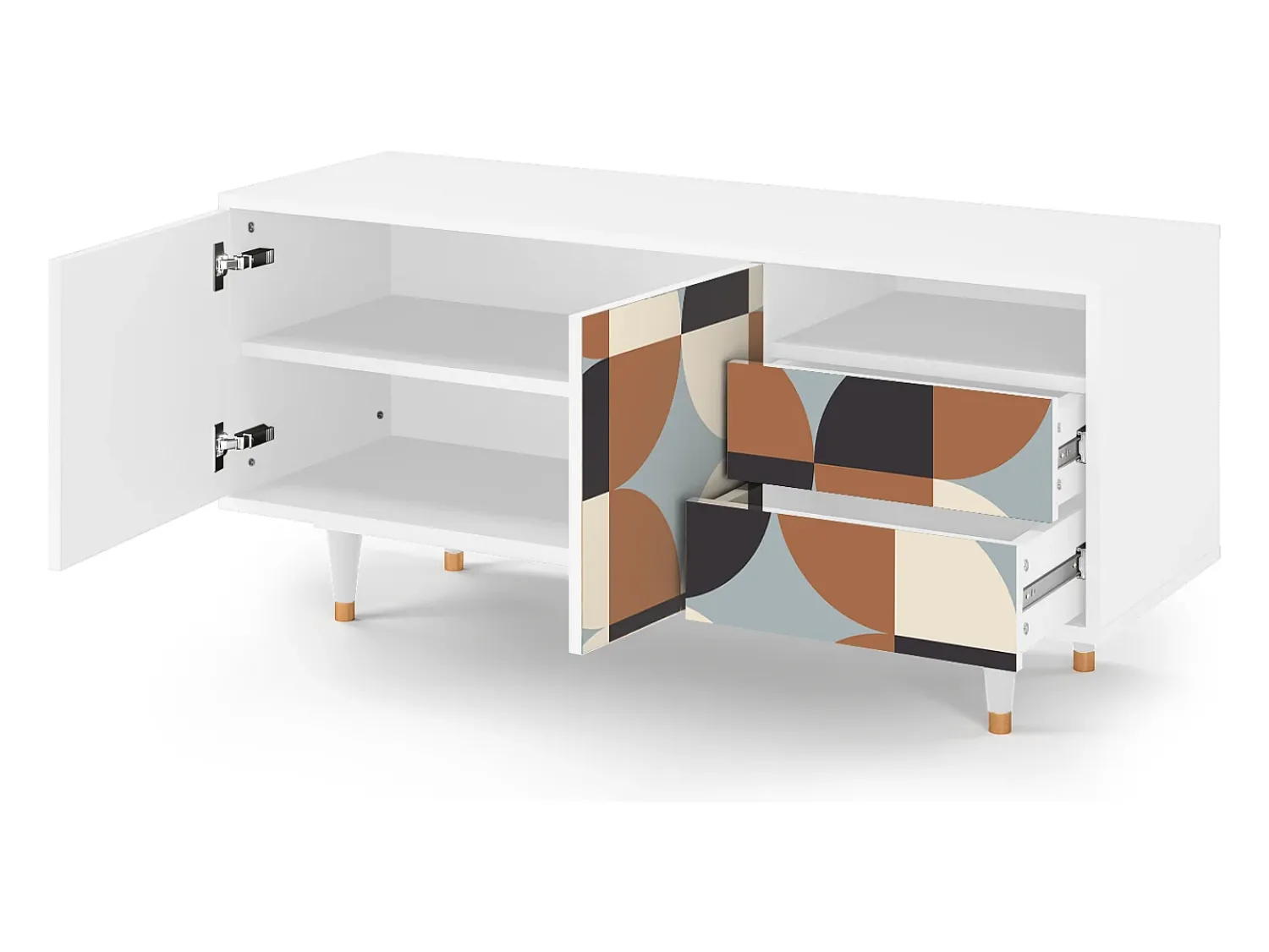 Móvel De Tv| Mueble de TV - 125х56х41 cm - T7 - Brown Sensation, Branco Bege