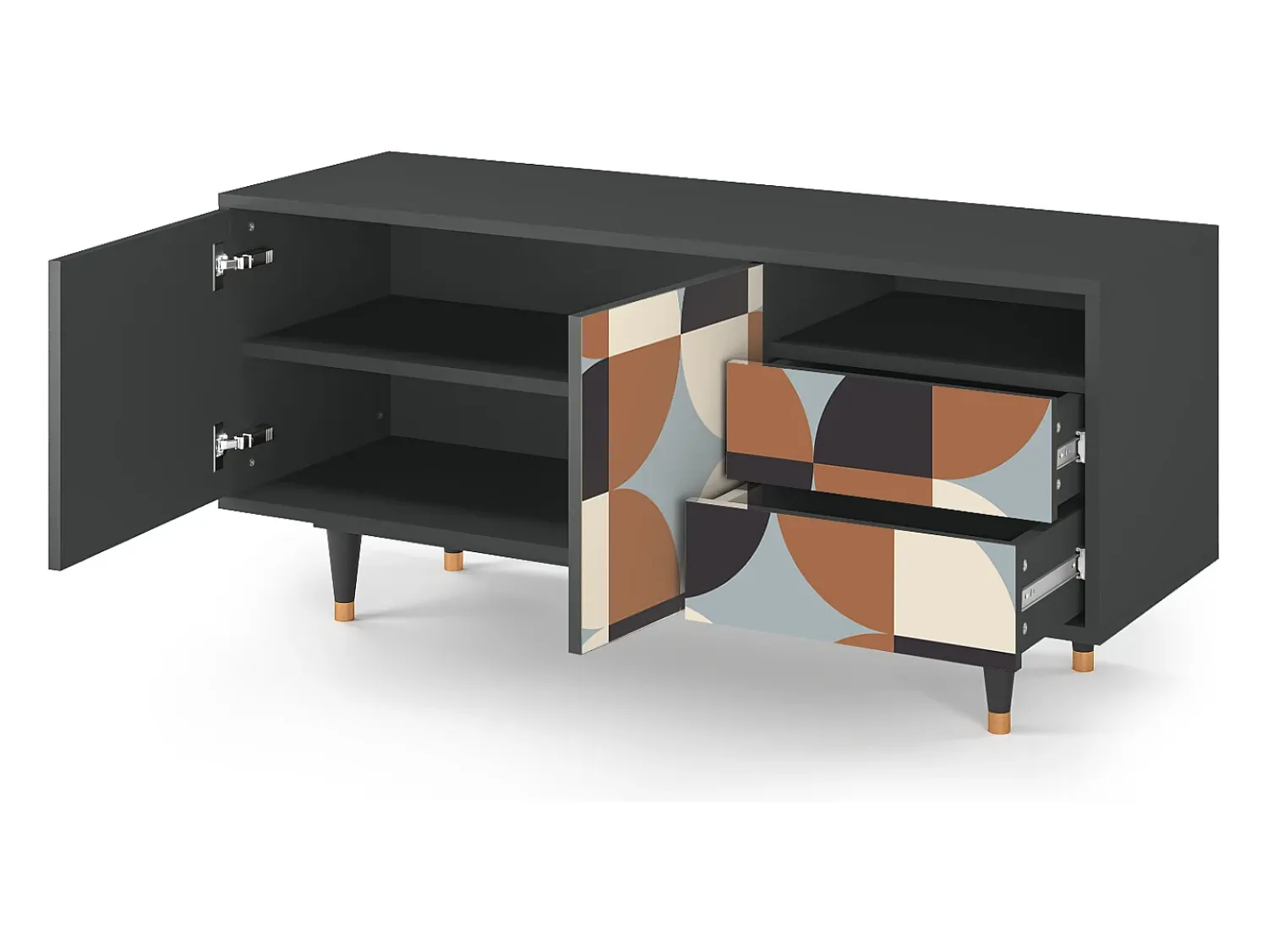 Móvel De Tv* Mueble de TV - 125х56х41 cm - T7 - Brown Sensation, Antracite Cinza antracite