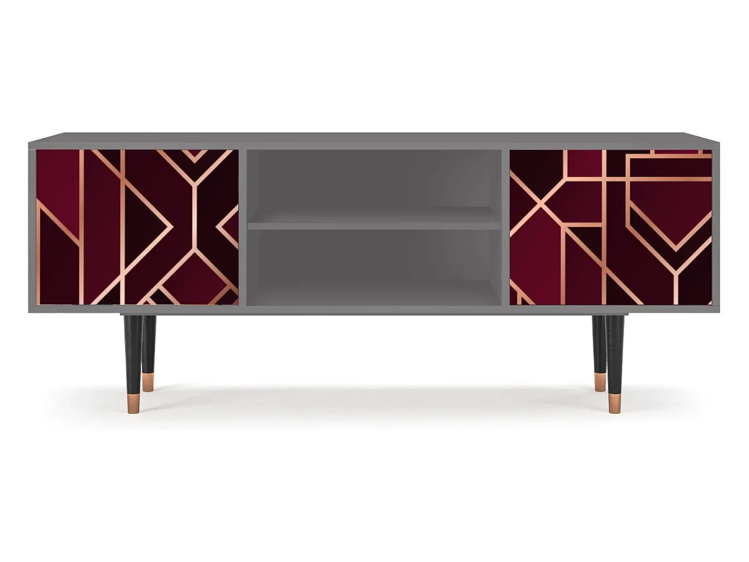 Móvel De Tv* Mueble de TV - 170х69х48 cm - T2 - Burgundy Jewelery, Cinza Cinzento