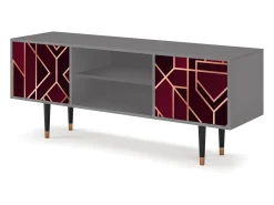 Móvel De Tv* Mueble de TV - 170х69х48 cm - T2 - Burgundy Jewelery, Cinza Cinzento