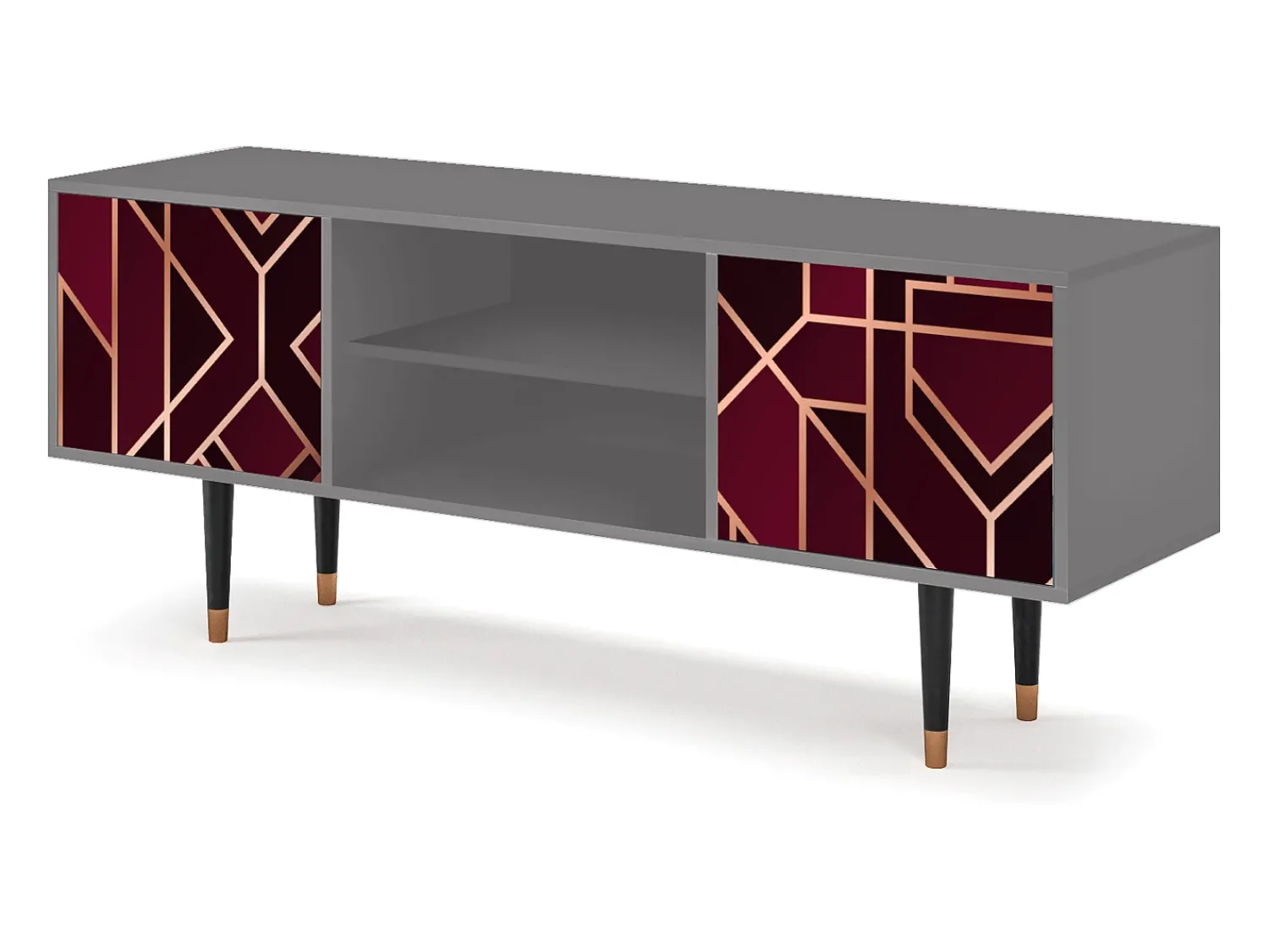 Móvel De Tv* Mueble de TV - 170х69х48 cm - T2 - Burgundy Jewelery, Cinza Cinzento