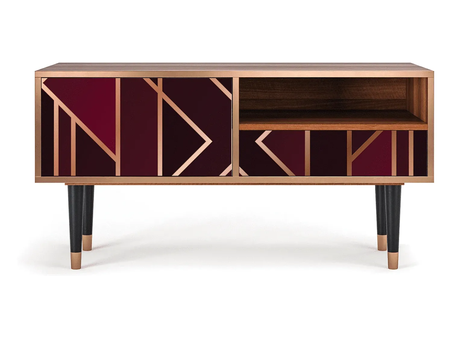 Discount Mueble de TV - 115х59х48 cm - T3 - Burgundy Jewelery, Nogueira Castanho