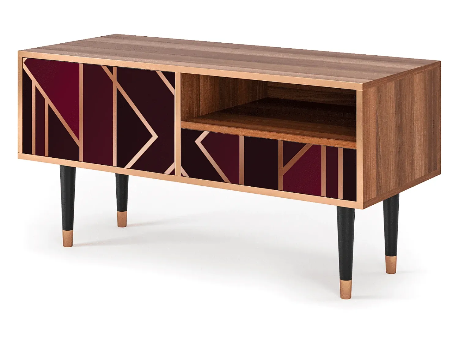 Discount Mueble de TV - 115х59х48 cm - T3 - Burgundy Jewelery, Nogueira Castanho