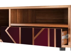 Discount Mueble de TV - 115х59х48 cm - T3 - Burgundy Jewelery, Nogueira Castanho