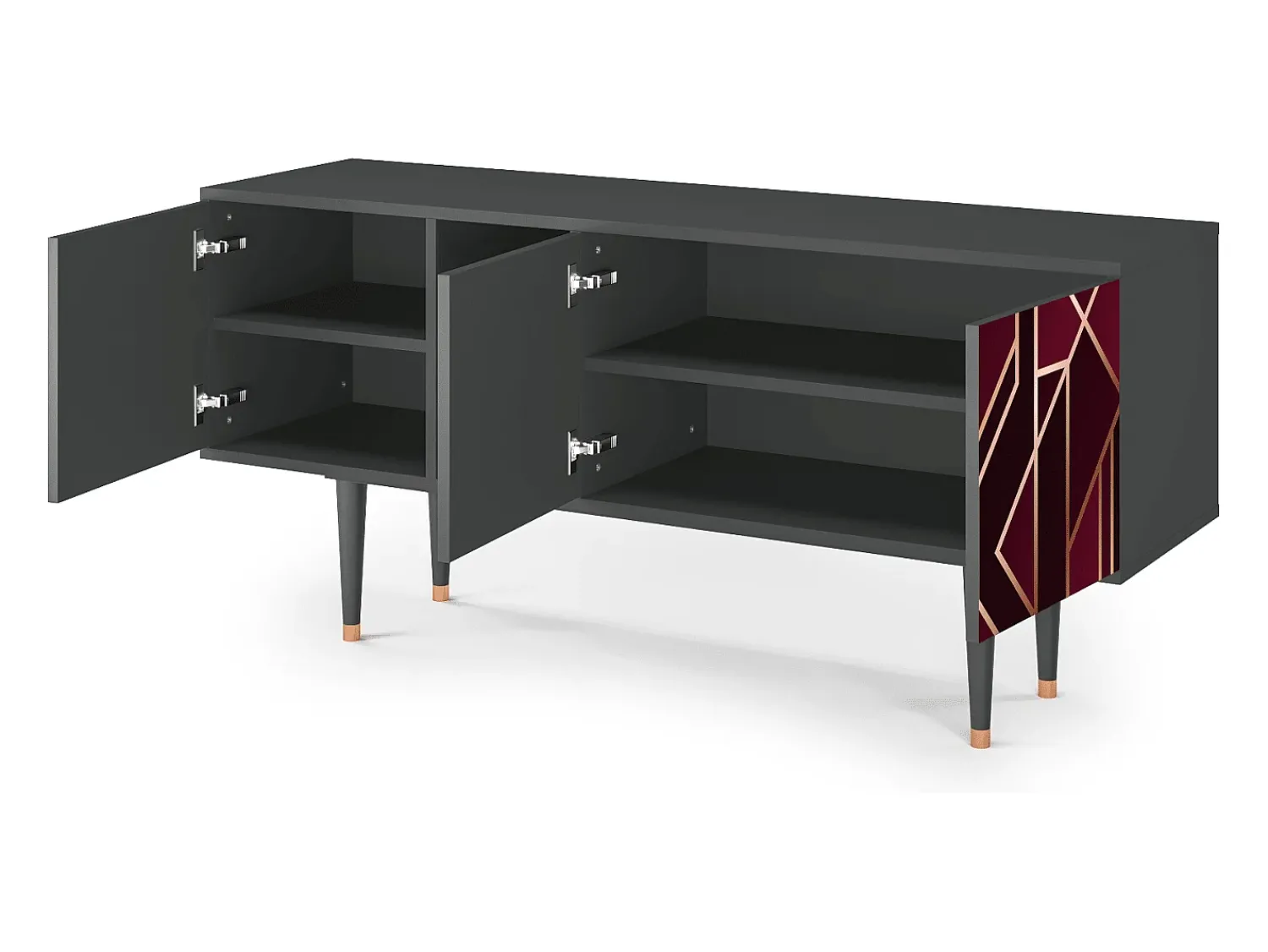 Móvel De Tv| Mueble de TV - 150х69х41 cm - T5 - Burgundy Jewelery, Antracite Cinza antracite