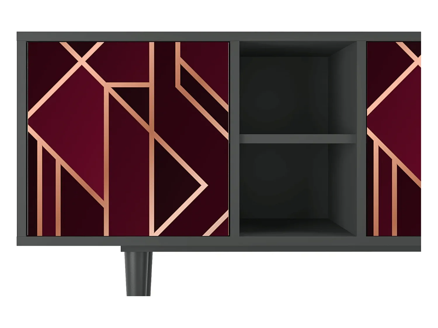 Móvel De Tv| Mueble de TV - 150х69х41 cm - T5 - Burgundy Jewelery, Antracite Cinza antracite