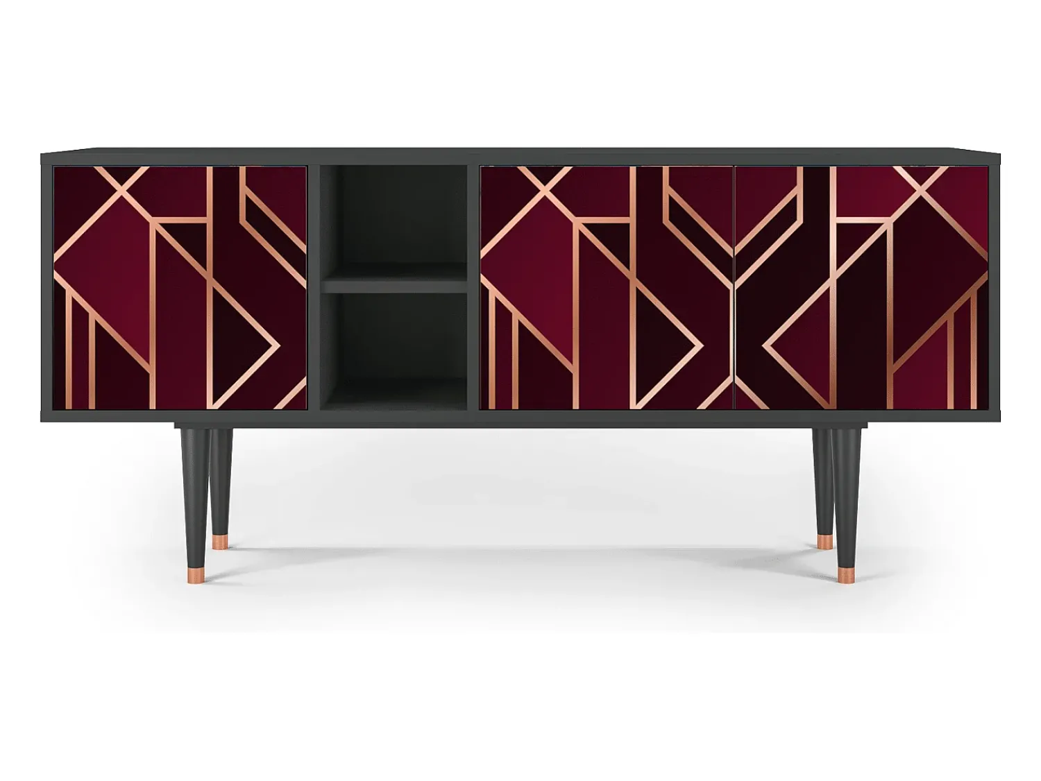 Móvel De Tv| Mueble de TV - 150х69х41 cm - T5 - Burgundy Jewelery, Antracite Cinza antracite