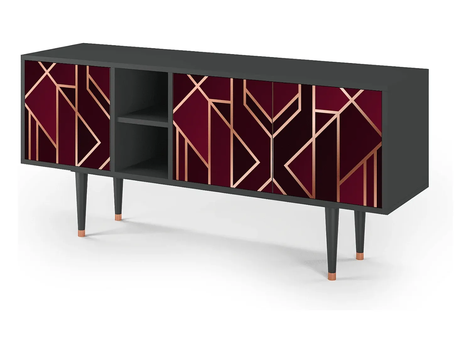 Móvel De Tv| Mueble de TV - 150х69х41 cm - T5 - Burgundy Jewelery, Antracite Cinza antracite