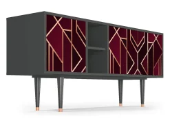Móvel De Tv| Mueble de TV - 150х69х41 cm - T5 - Burgundy Jewelery, Antracite Cinza antracite