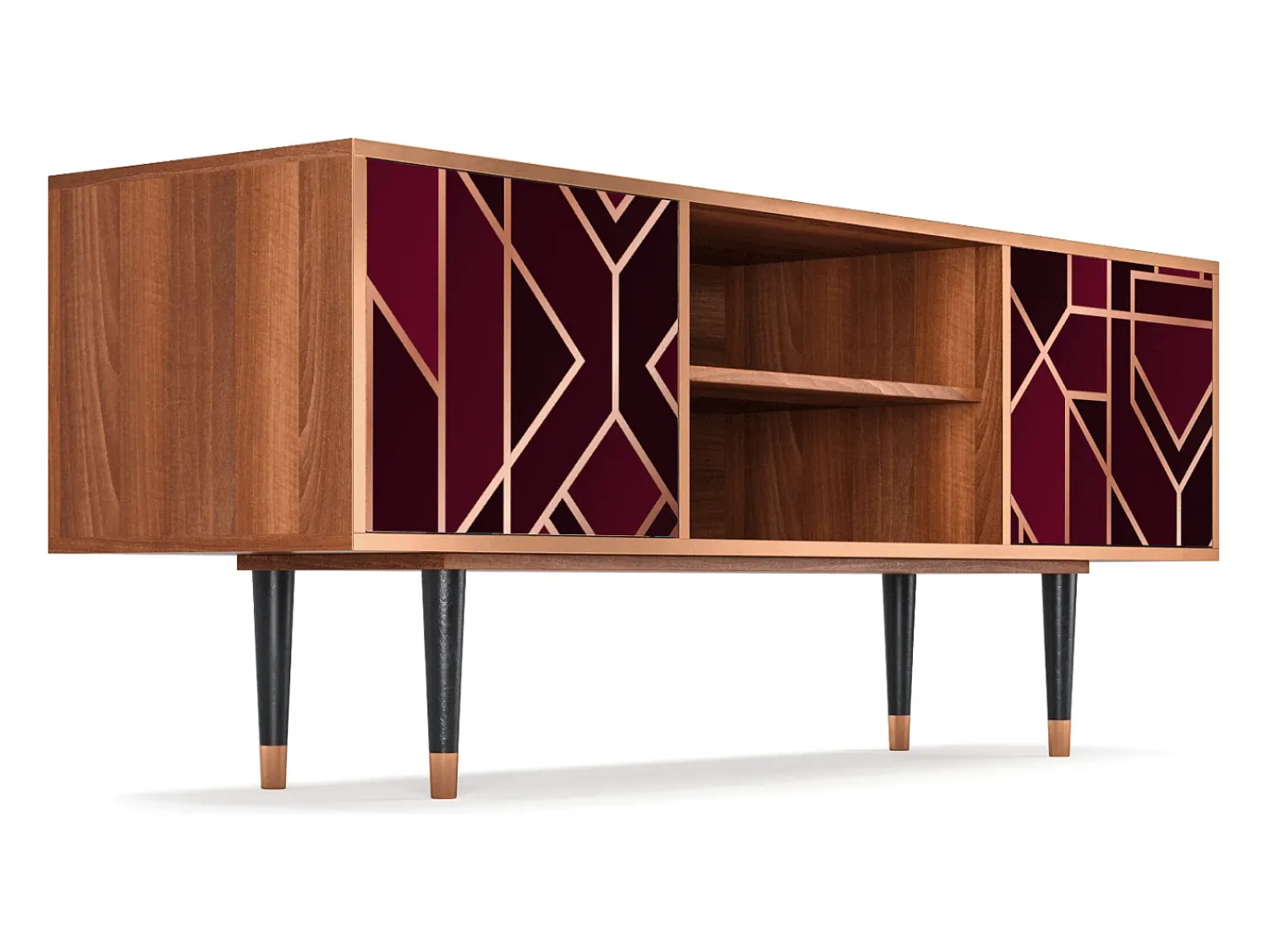 Mueble de TV - 170х69х48 cm - T2 - Burgundy Jewelery, Nogueira^ Móvel De Tv