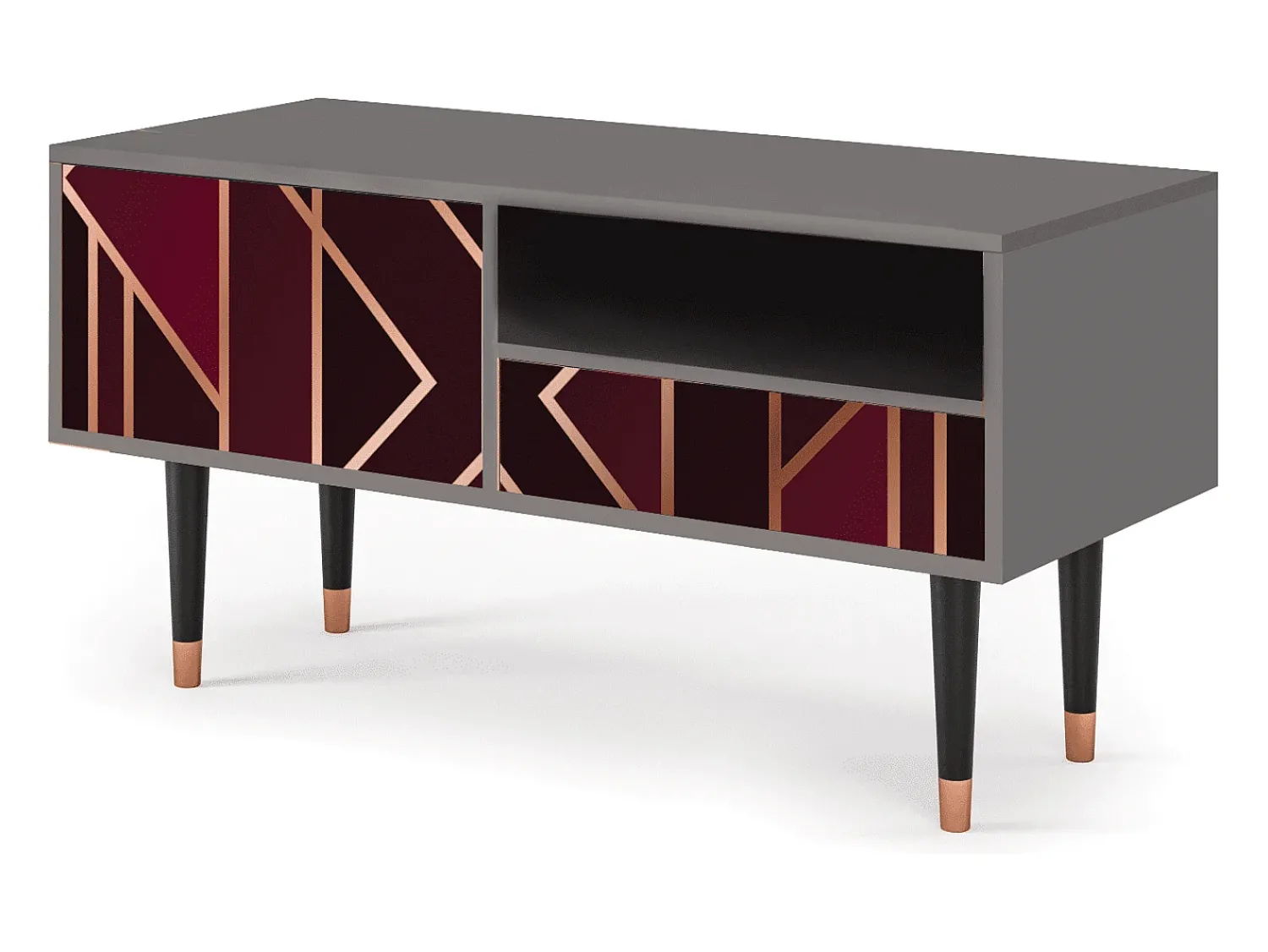 Móvel De Tv| Mueble de TV - 115х59х48 cm - T3 - Burgundy Jewelery, Cinza Cinzento
