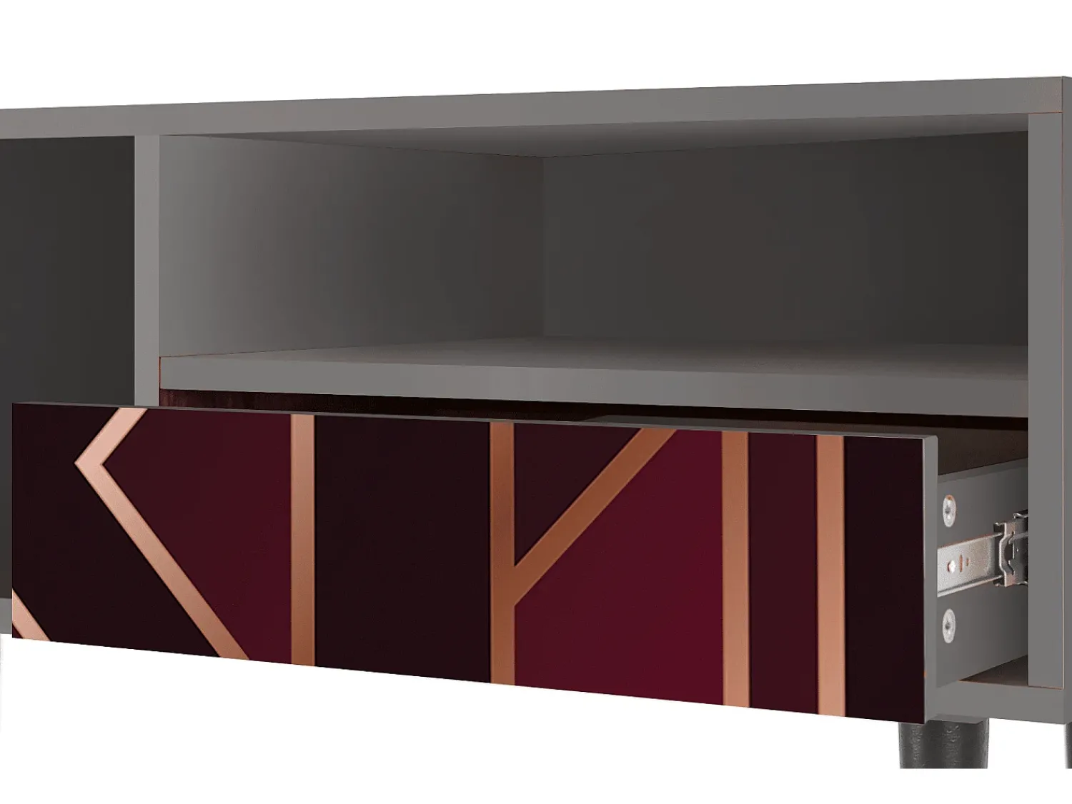 Móvel De Tv| Mueble de TV - 115х59х48 cm - T3 - Burgundy Jewelery, Cinza Cinzento
