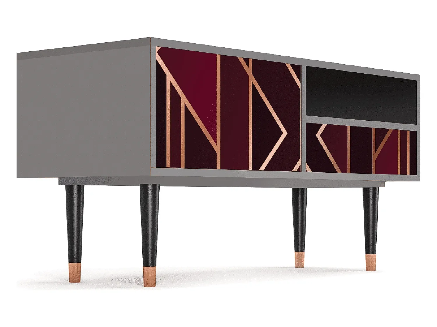 Móvel De Tv| Mueble de TV - 115х59х48 cm - T3 - Burgundy Jewelery, Cinza Cinzento