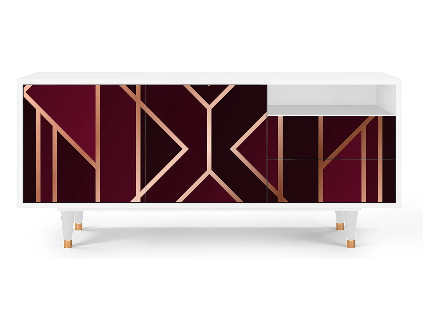 Móvel De Tv| Mueble de TV - 125х56х41 cm - T7 - Burgundy Jewelery, Branco Bege