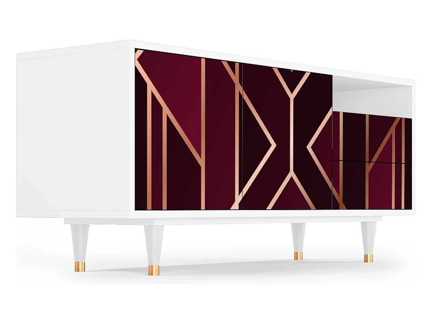 Móvel De Tv| Mueble de TV - 125х56х41 cm - T7 - Burgundy Jewelery, Branco Bege