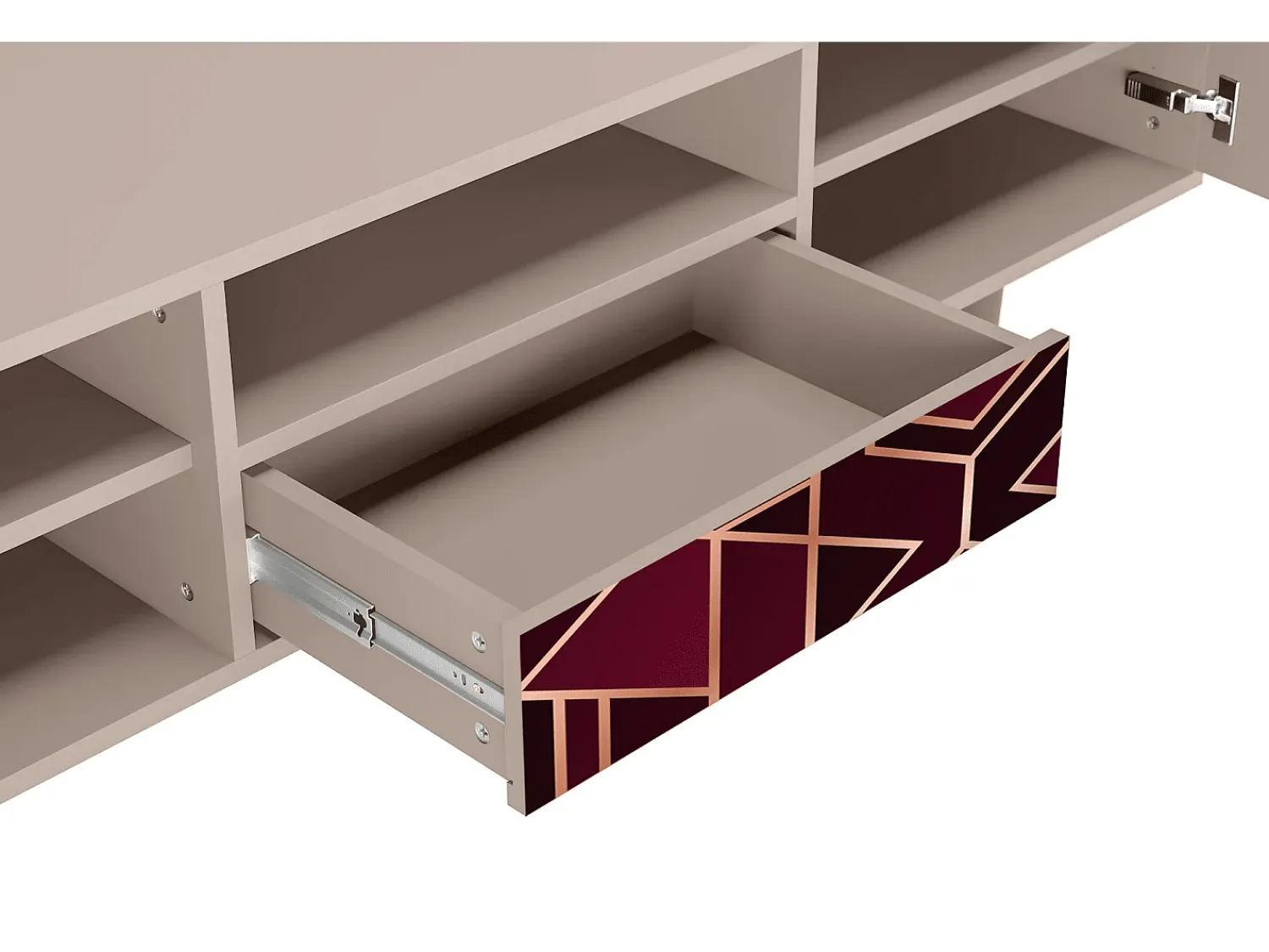 New Mueble de TV - 170х59х41 cm - T6 - Burgundy Jewelery, Latte Bege