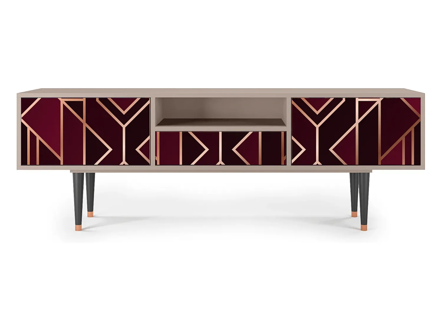 New Mueble de TV - 170х59х41 cm - T6 - Burgundy Jewelery, Latte Bege