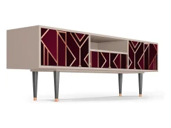 New Mueble de TV - 170х59х41 cm - T6 - Burgundy Jewelery, Latte Bege
