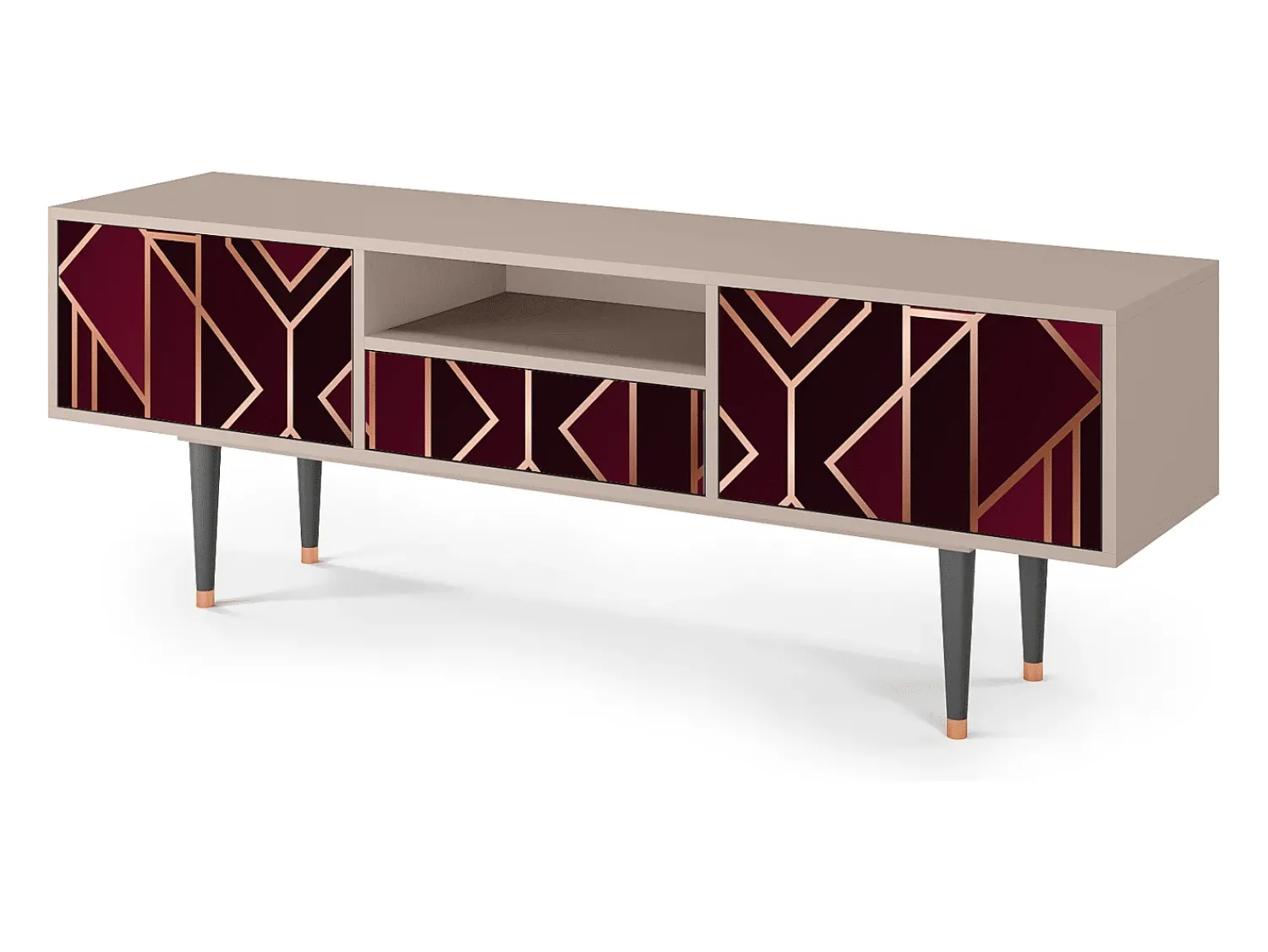 New Mueble de TV - 170х59х41 cm - T6 - Burgundy Jewelery, Latte Bege