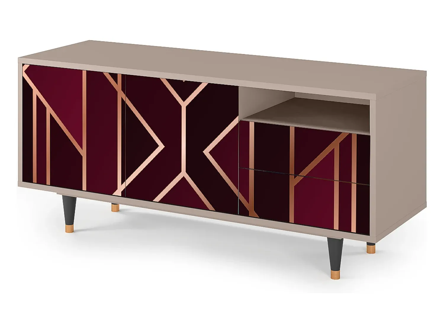 Mueble de TV - 125х56х41 cm - T7 - Burgundy Jewelery, Latte^ Móvel De Tv