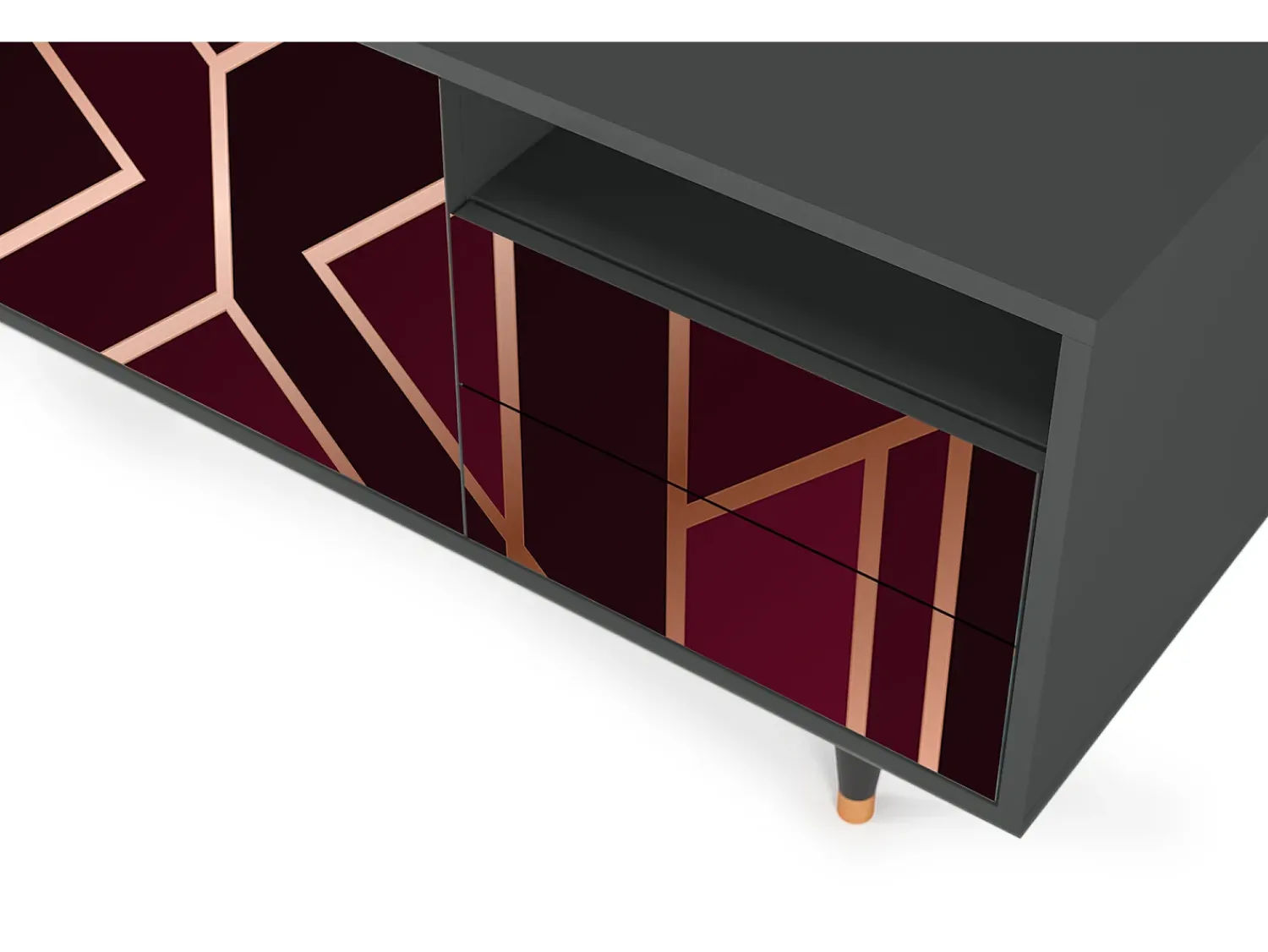 Móvel De Tv| Mueble de TV - 125х56х41 cm - T7 - Burgundy Jewelery, Antracite Cinza antracite