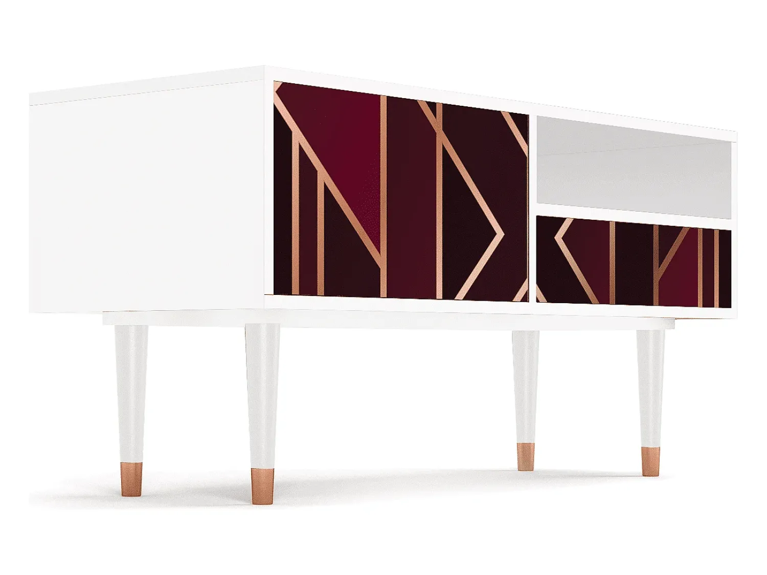 Móvel De Tv| Mueble de TV - 115х59х48 cm - T3 - Burgundy Jewelery, Branco Bege