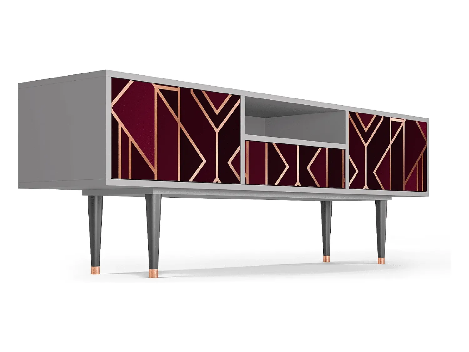 Mueble de TV - 170х59х41 cm - T6 - Burgundy Jewelery, Cinza Cinzento