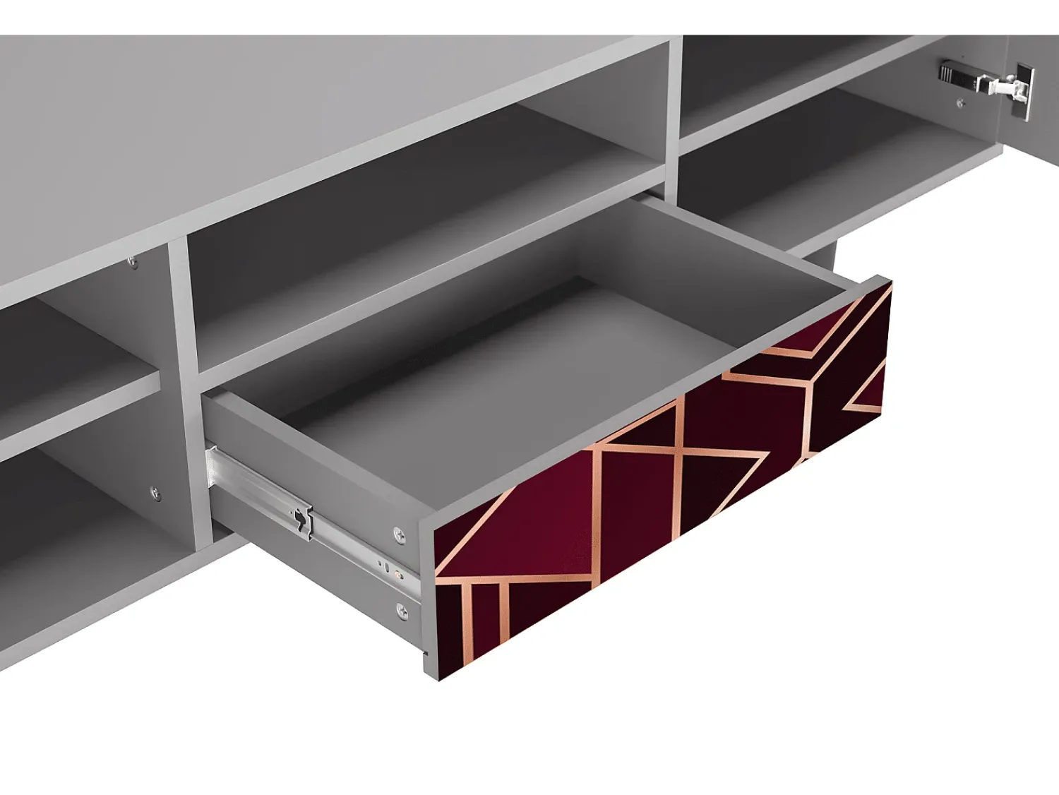 Mueble de TV - 170х59х41 cm - T6 - Burgundy Jewelery, Cinza Cinzento