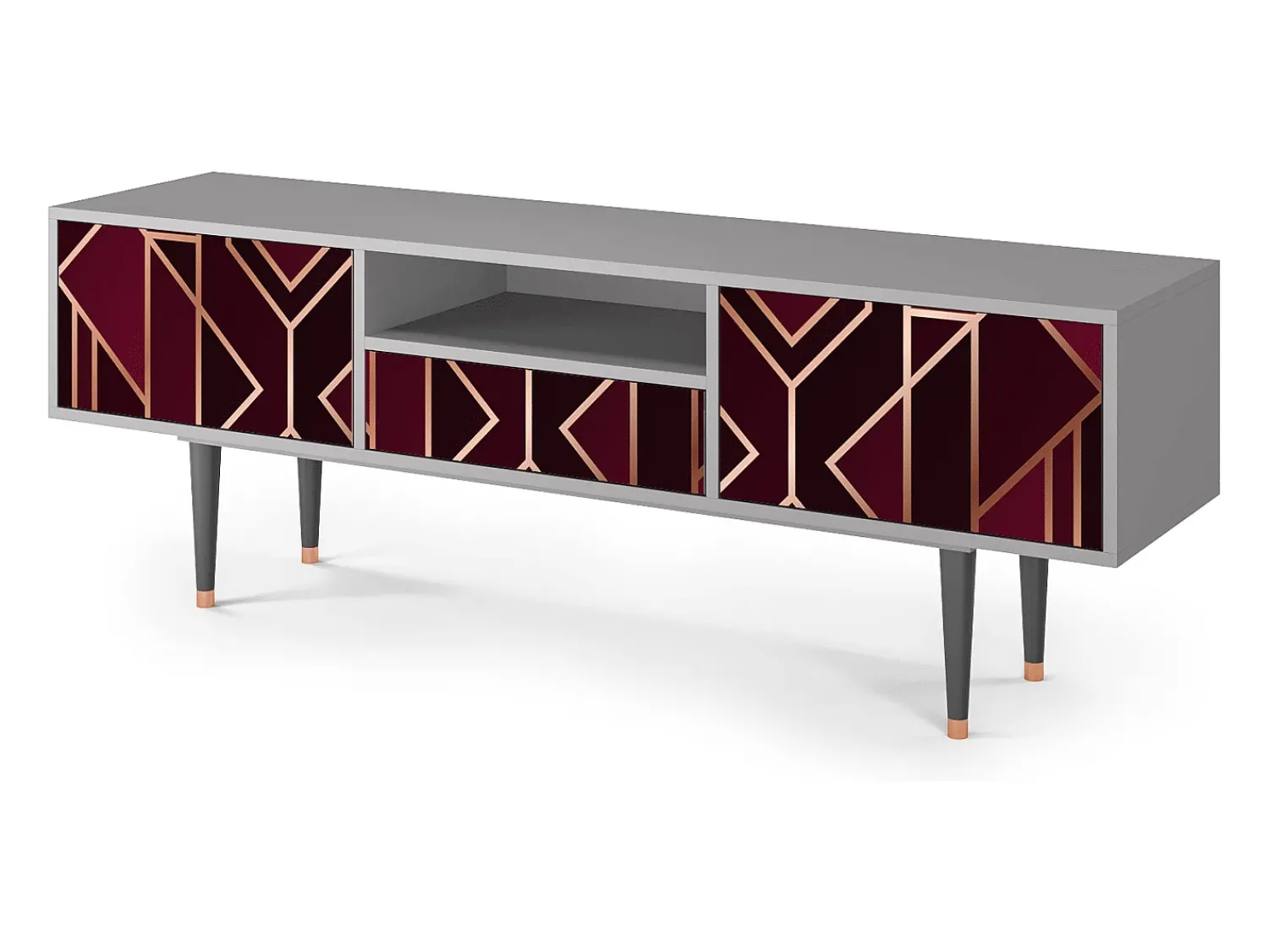 Mueble de TV - 170х59х41 cm - T6 - Burgundy Jewelery, Cinza Cinzento