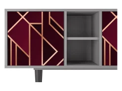 Móvel De Tv* Mueble de TV - 150х69х41 cm - T5 - Burgundy Jewelery, Cinza Cinzento
