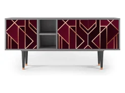 Móvel De Tv* Mueble de TV - 150х69х41 cm - T5 - Burgundy Jewelery, Cinza Cinzento