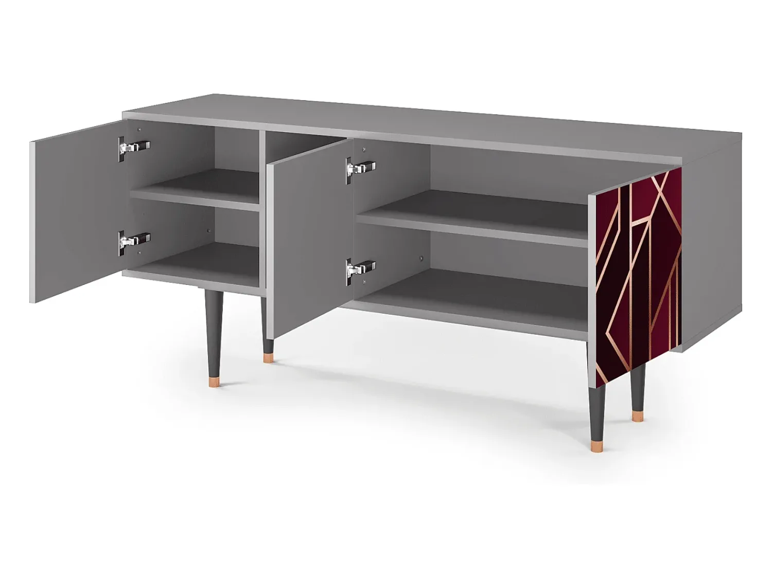 Móvel De Tv* Mueble de TV - 150х69х41 cm - T5 - Burgundy Jewelery, Cinza Cinzento