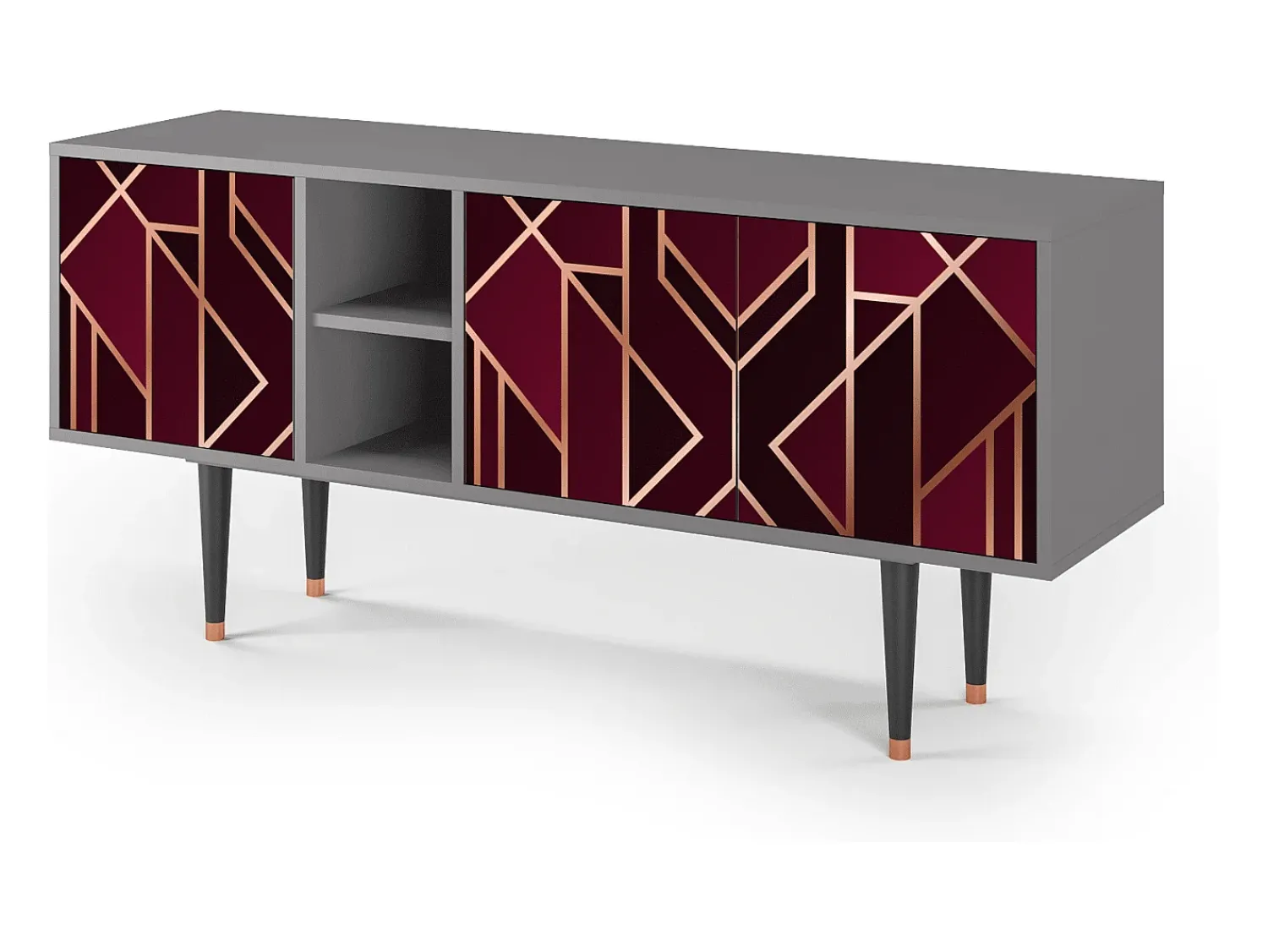 Móvel De Tv* Mueble de TV - 150х69х41 cm - T5 - Burgundy Jewelery, Cinza Cinzento
