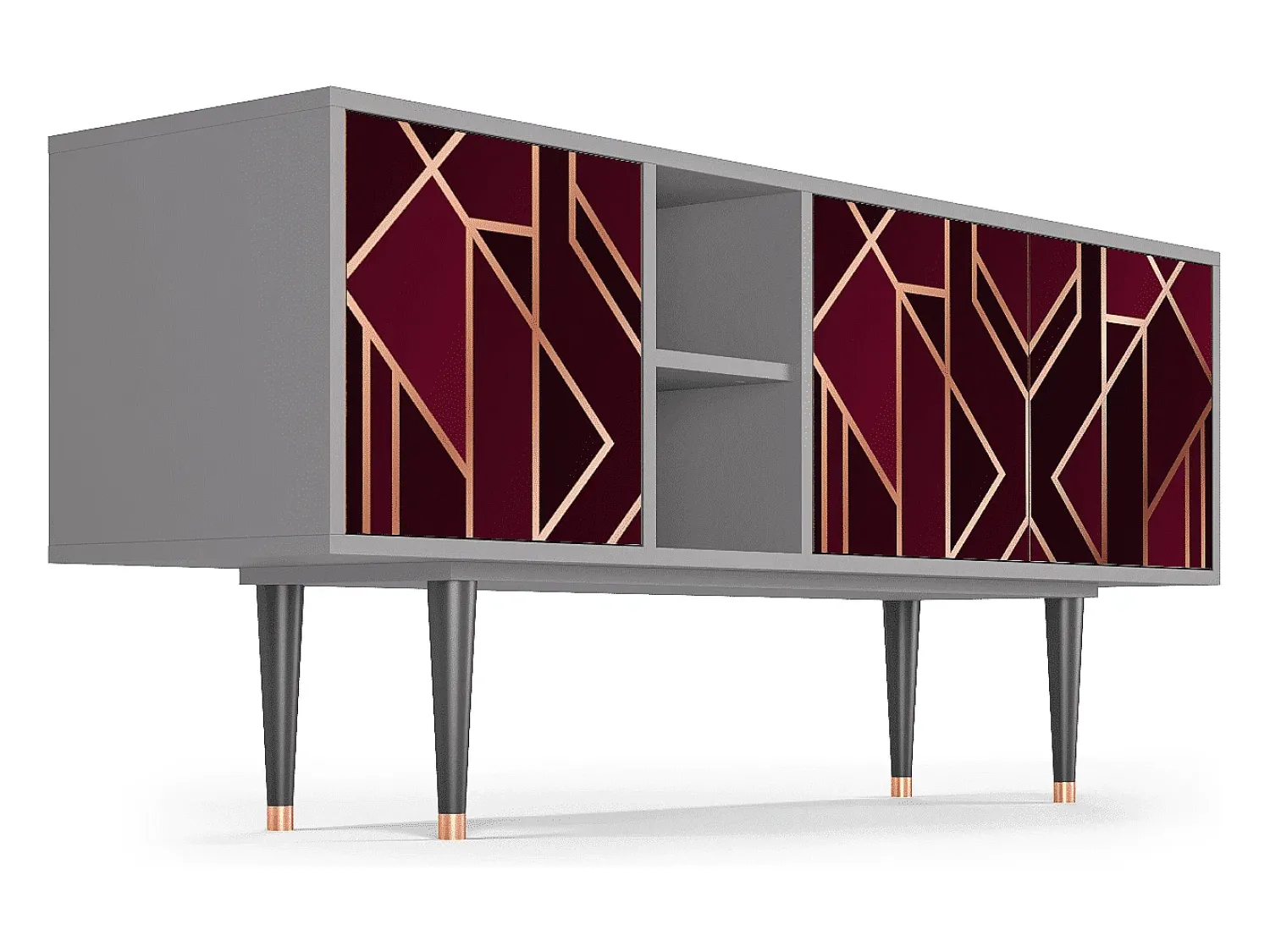 Móvel De Tv* Mueble de TV - 150х69х41 cm - T5 - Burgundy Jewelery, Cinza Cinzento