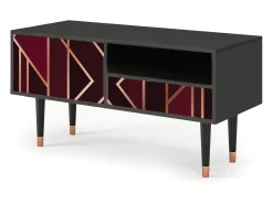 Móvel De Tv* Mueble de TV - 115х59х48 cm - T3 - Burgundy Jewelery, Antracite Cinza antracite