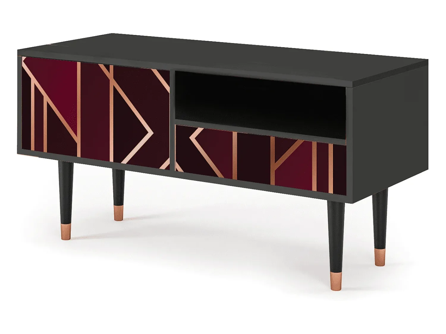 Móvel De Tv* Mueble de TV - 115х59х48 cm - T3 - Burgundy Jewelery, Antracite Cinza antracite